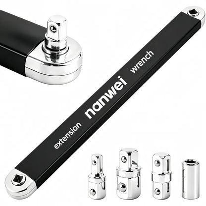 Offset Extension Wrench, Impact Ready Wrench Extender, with 1/2", 1/4" and 3/8" Square Drive Adapters