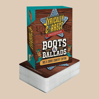 Lyrically Correct Boots & Ballads 90s and 2000s Country Music Trivia Card Game, 150 Cards