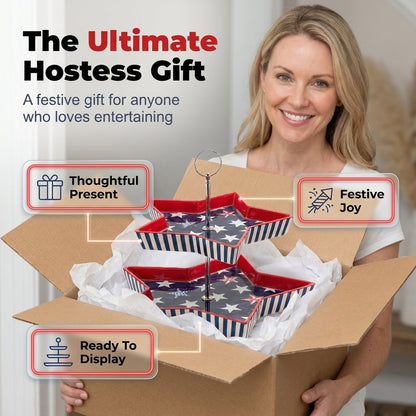 250th American Legacy Star Tray | Patriotic Two-Tier Serving Sculpture