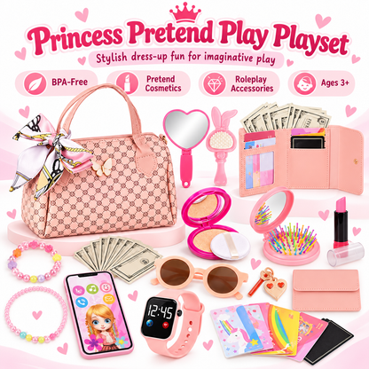 👑 Little Princess Pretend Makeup & Handbag Playset 💖