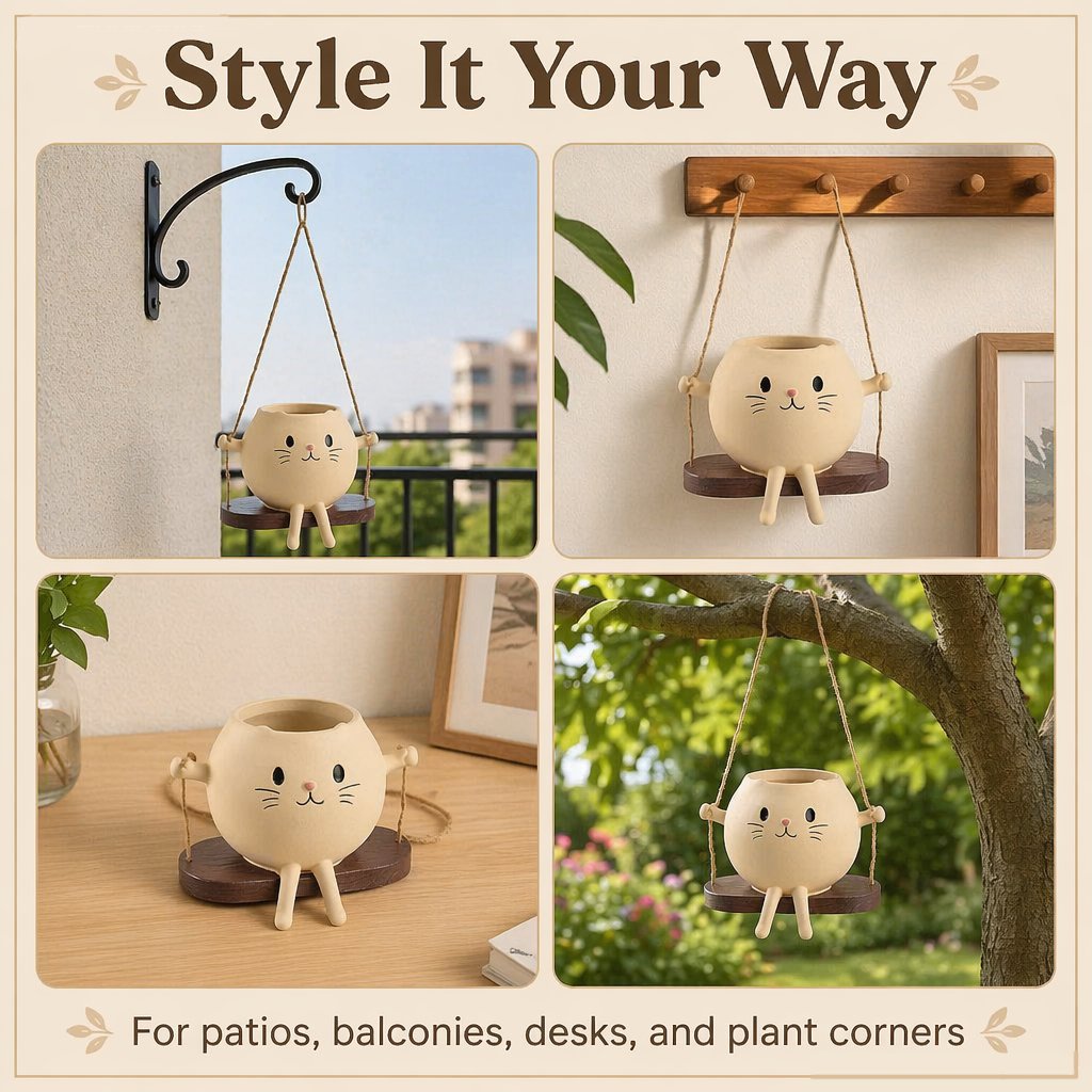 🐱 Potted Cat Swing Rocking Chair Ornament
