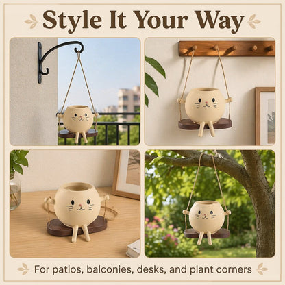 🐱 Potted Cat Swing Rocking Chair Ornament