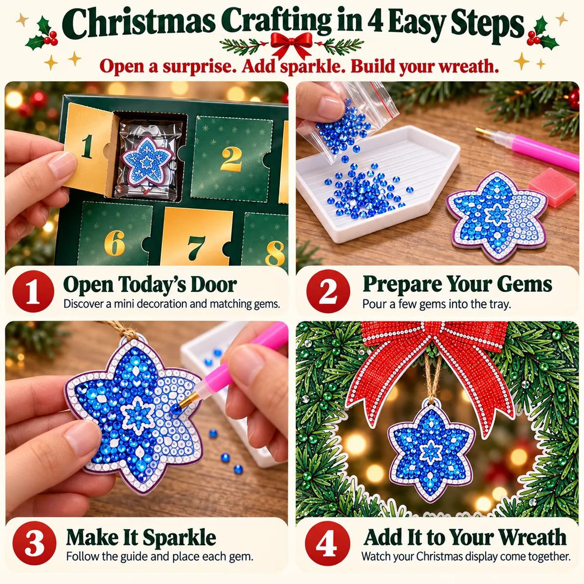 💎🎄 Beginner-Friendly 24-Day Diamond Art Wreath Advent Calendar – Craft Your Christmas Countdown