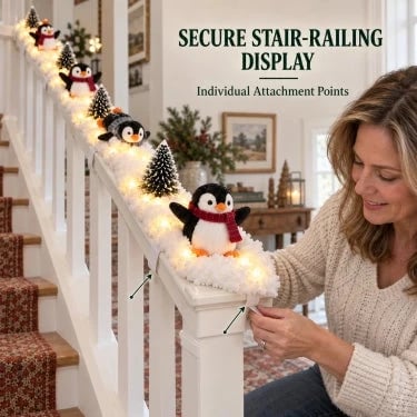 🐧 Penguin Christmas Stair Snow Decor | A Cozy Penguin Christmas Story ✨