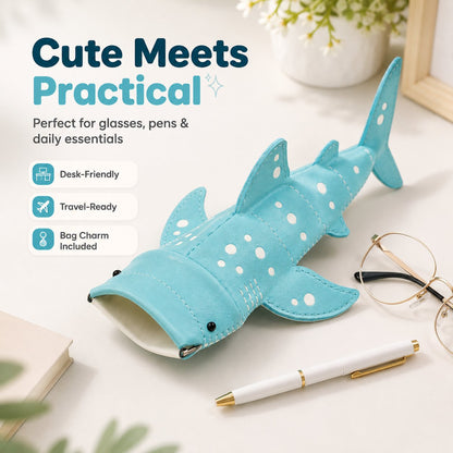 🦈🌊Cute Whale Shark Shaped Pouch | Novelty PU Leather Glasses & Small Essentials Storage Bag 🌊