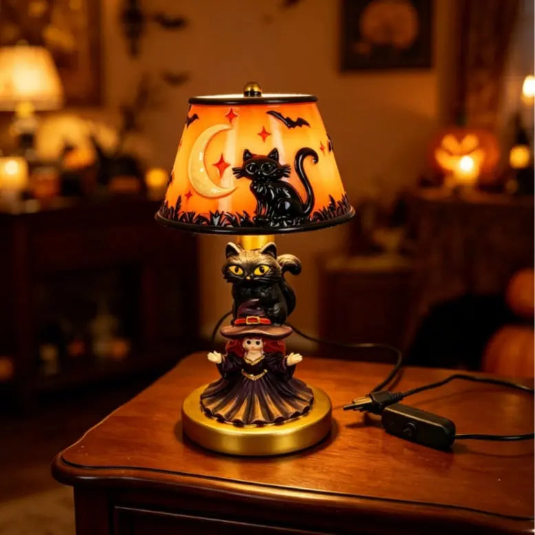 Retro Pumpkin Bat Pattern Single Desk Lamp