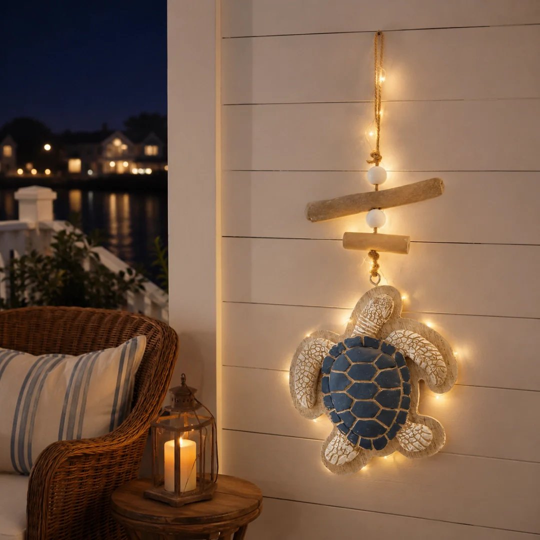 Lighted Coastal Sea Turtle Hanging Wall Decor