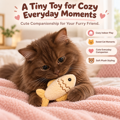 🐱🐟 Adorable Fish Plush Cat Toy – Soft & Cute Interactive Toy for Indoor Playtime 💕