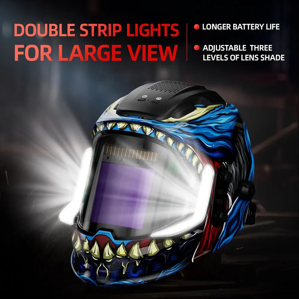 4LED 3.94x3.74 Auto Darkening Welding Helmet with True Color Large Viewing Screen 6 Arc Sensors for MIG TIG ARC CUT Welding Heavy Duty Weldingmask Weldingcap