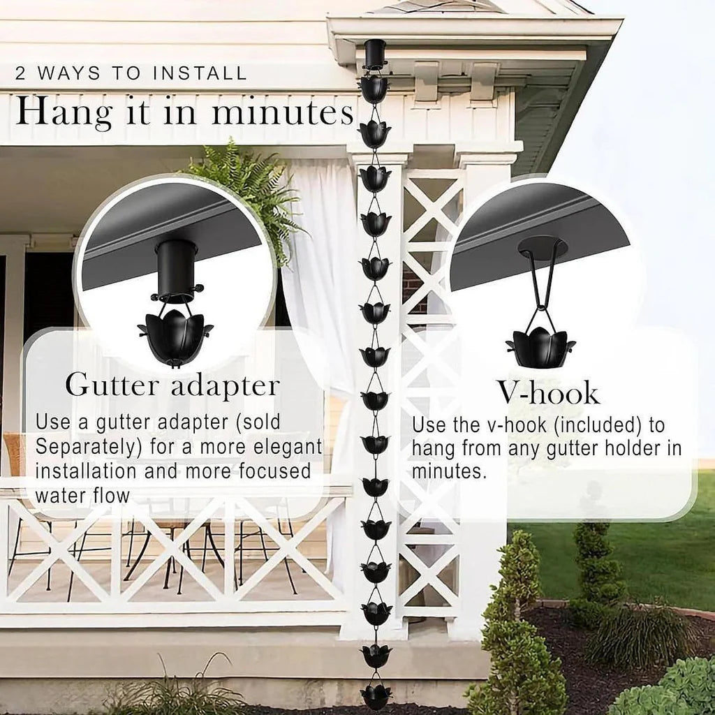 Free Shipping🔥Monarch Rain Chains Aluminum "Lotus" Series Rain Chain (for Gutters)
