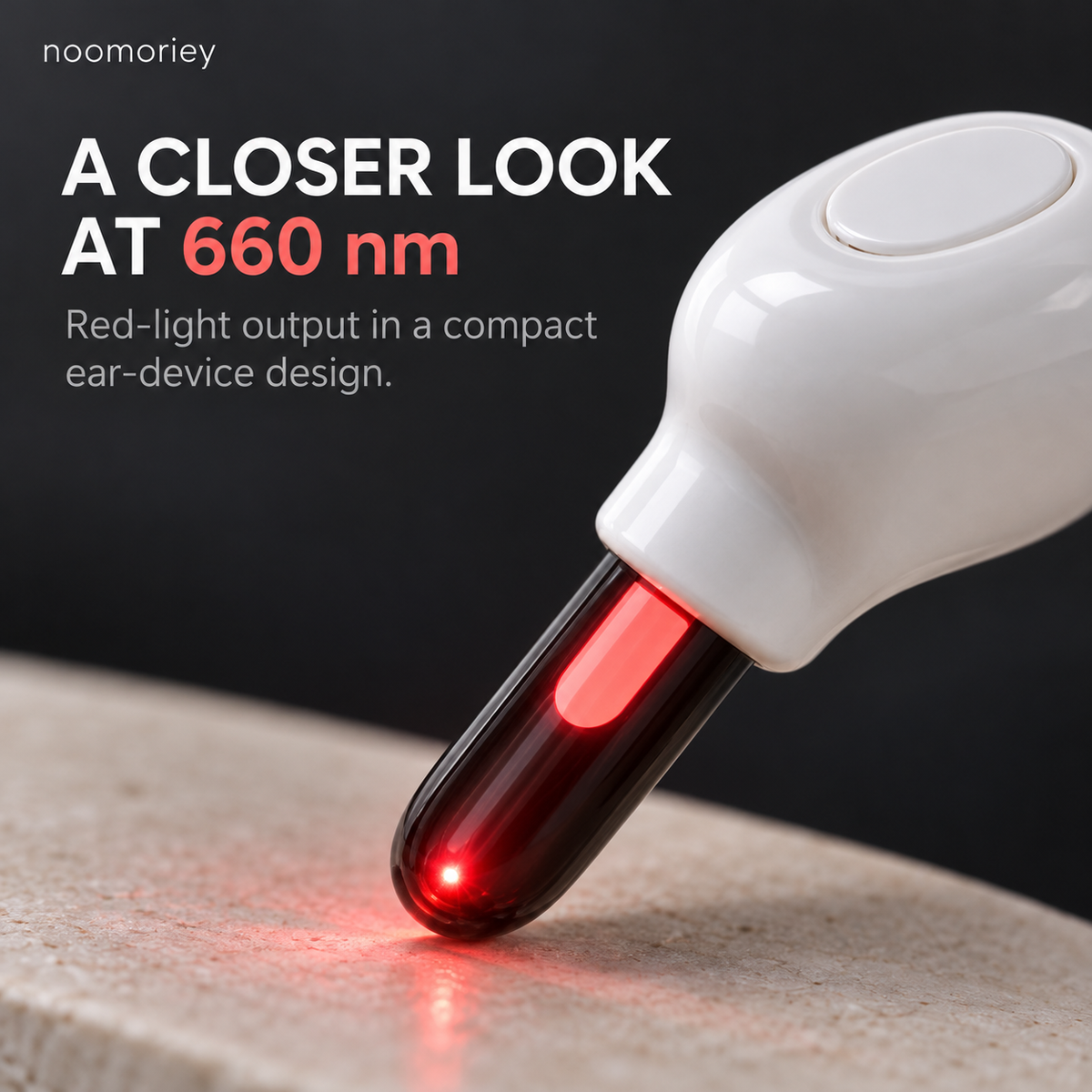 660nm Red Light Ear Device – Compact, Lightweight Design with 7-Minute Auto Shutoff