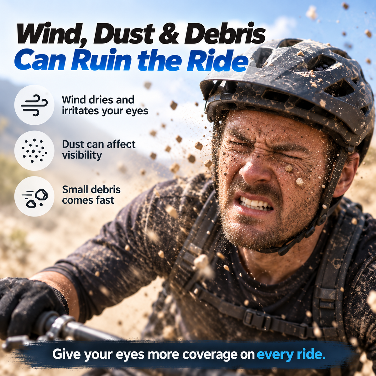 🥽 Wide-View Cycling Goggles – Wind & Dust Protection for Outdoor Riding