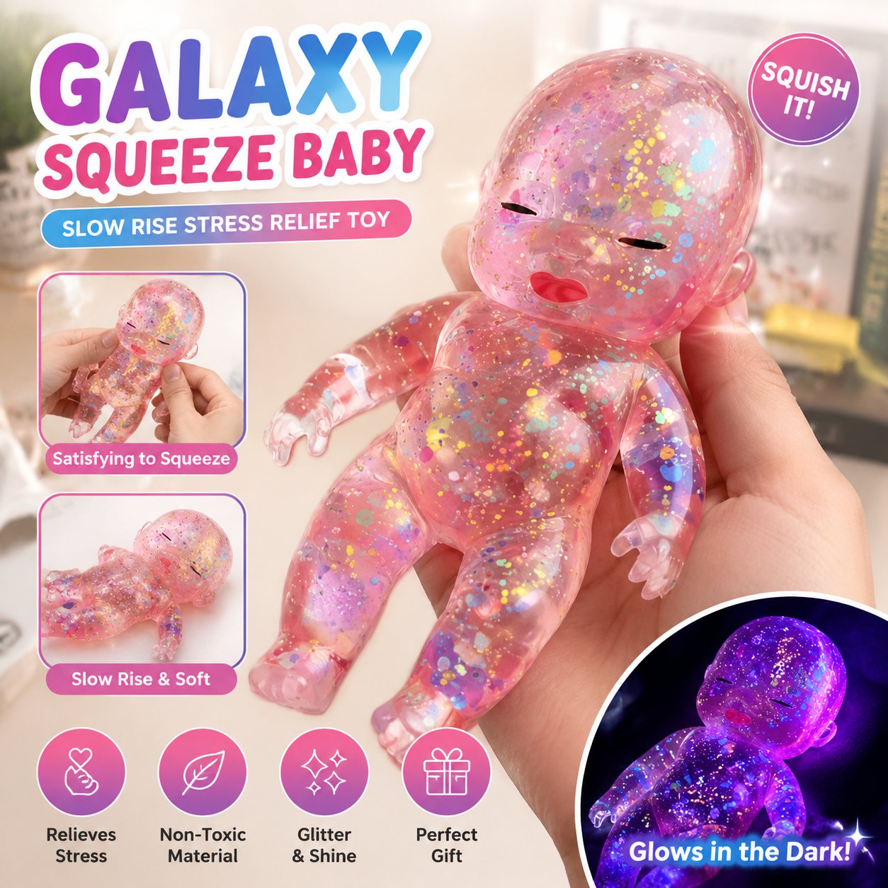 🔥 Viral Squishy Babies Glitter Squeeze Toy ✨