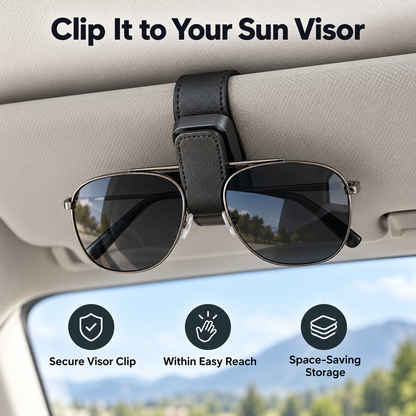 🚗 Magnetic Sun Visor Organizer – Leather Sunglasses, Card & Ticket Holder