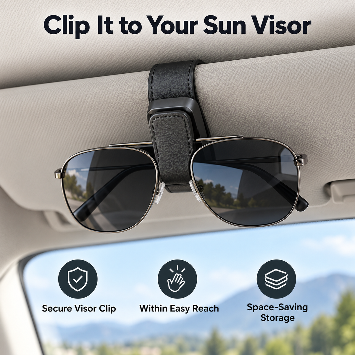 🚗 Magnetic Sun Visor Organizer – Leather Sunglasses, Card & Ticket Holder