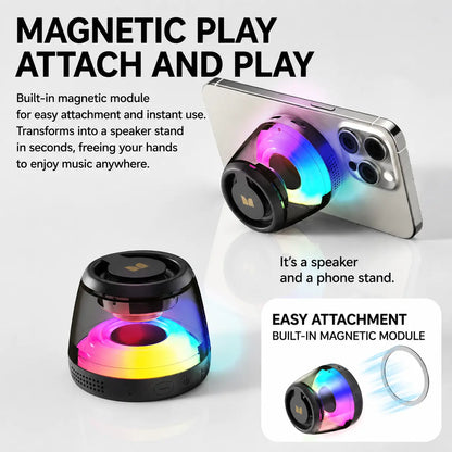 🔊 Monster Mini Bluetooth Speaker – RGB Lights, TWS Stereo & Magnetic Design
