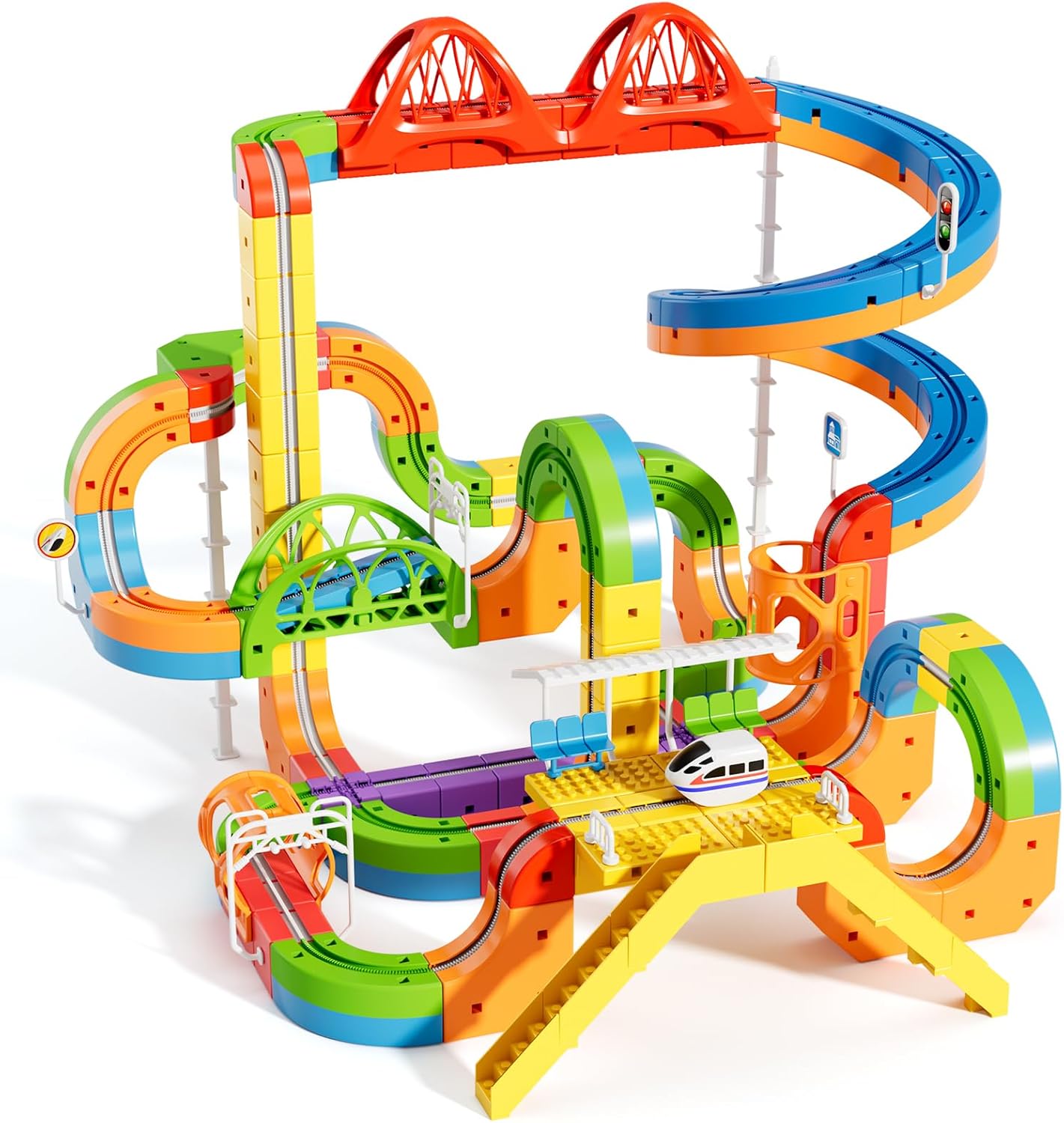 ⏰Electric Train Set 3D Magic Flexible Race Track for Kids 3-8 Years Old, Anti-Gravity STEM Toy