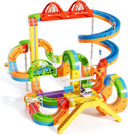 ⏰Electric Train Set 3D Magic Flexible Race Track for Kids 3-8 Years Old, Anti-Gravity STEM Toy