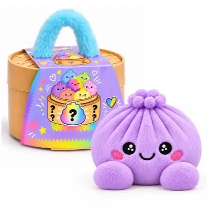 Cute Plush Stuffed Dumpling Squishies with Bamboo-Style Steamer Basket