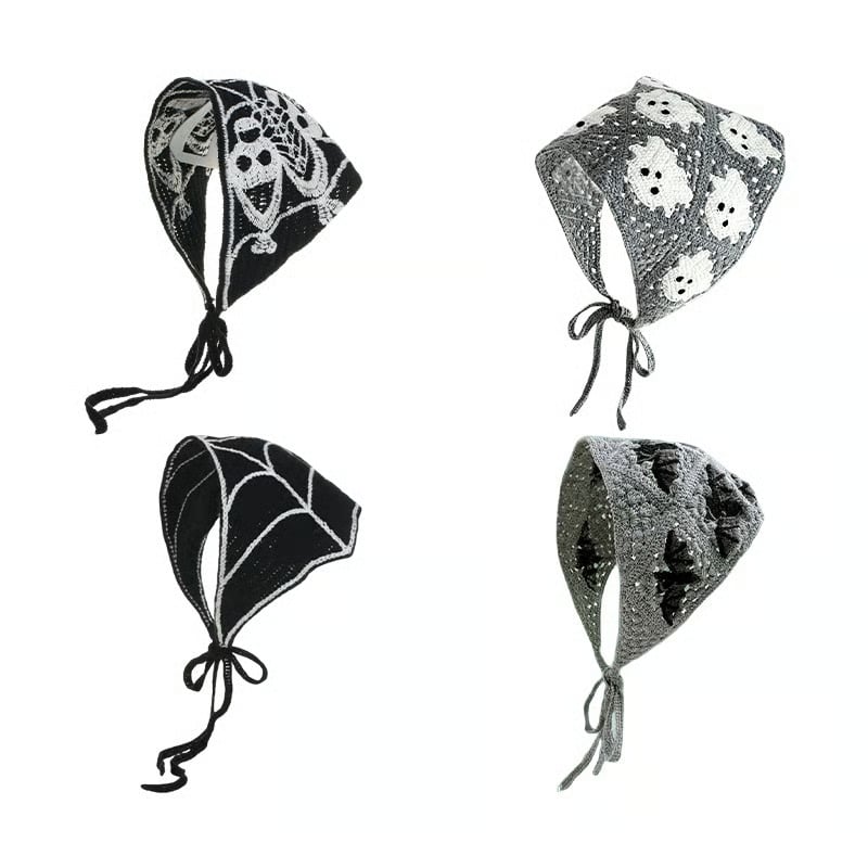 🕷️ Halloween Spider Web Knit Headscarf 🕷️