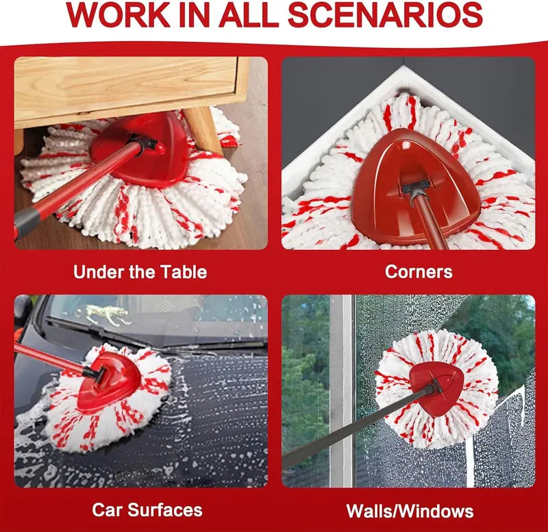 Spin Mop Heads Replacements with Scrubbing Pad Refills