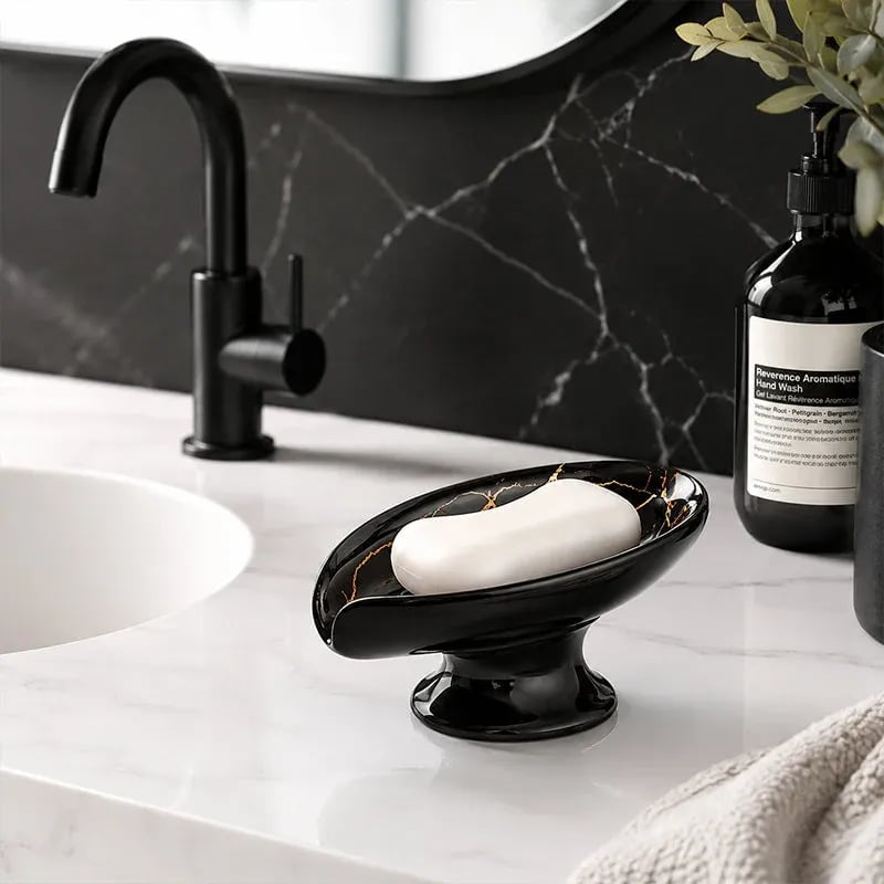🎉 Ceramic Self-Draining Leaf Soap Dish
