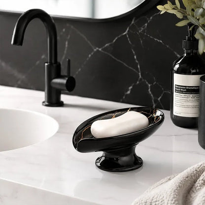 🎉 Ceramic Self-Draining Leaf Soap Dish