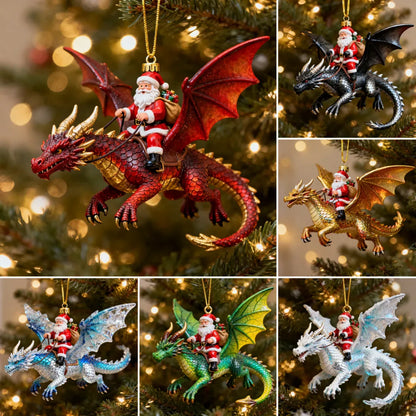 🎅Santa Riding Dragon Christmas Ornaments – 6-Piece Fantasy Collectible Set