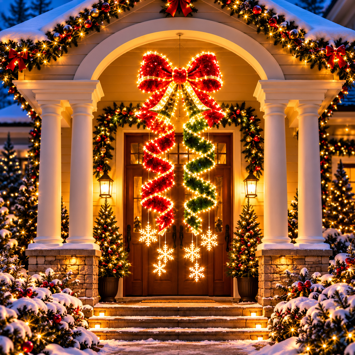🎀✨Giant Lighted Christmas Bow Hanging Decoration