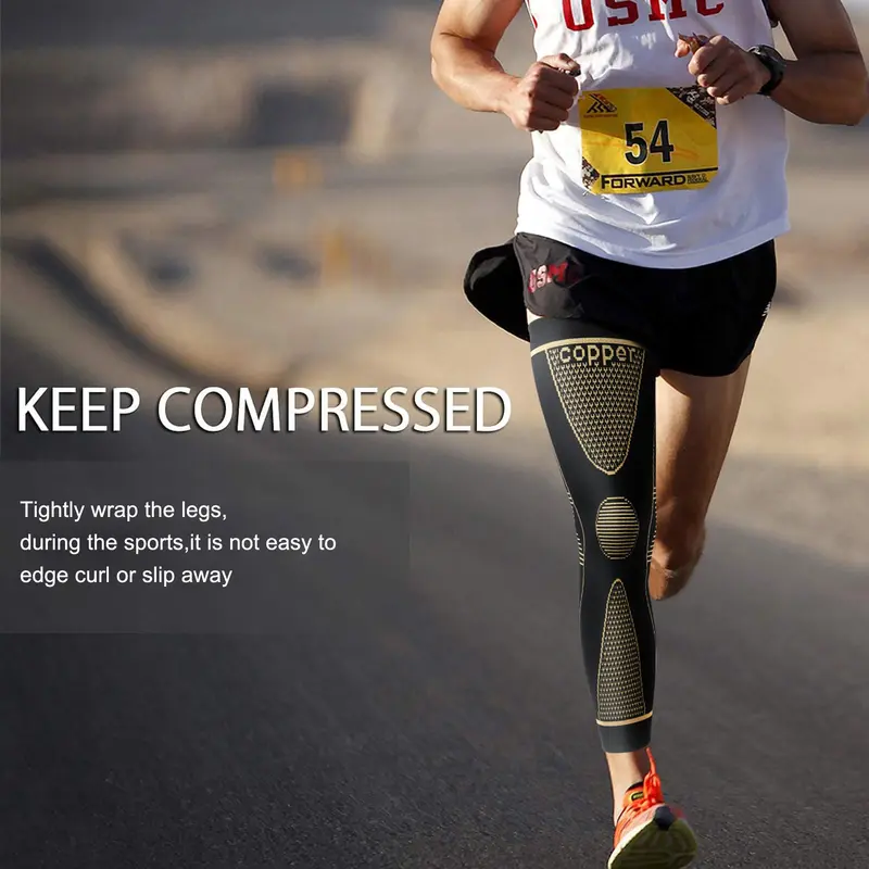 🦵 Copper Fiber Full-Leg Compression Sleeve – Unisex Support for Sports & Training