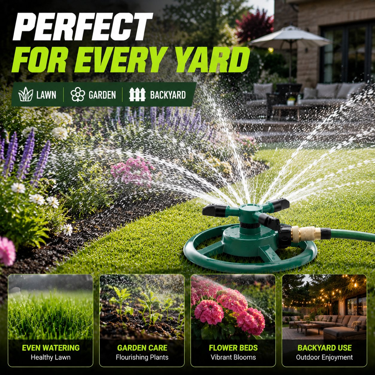 🚿 Automatic 360° Rotating Lawn Sprinkler