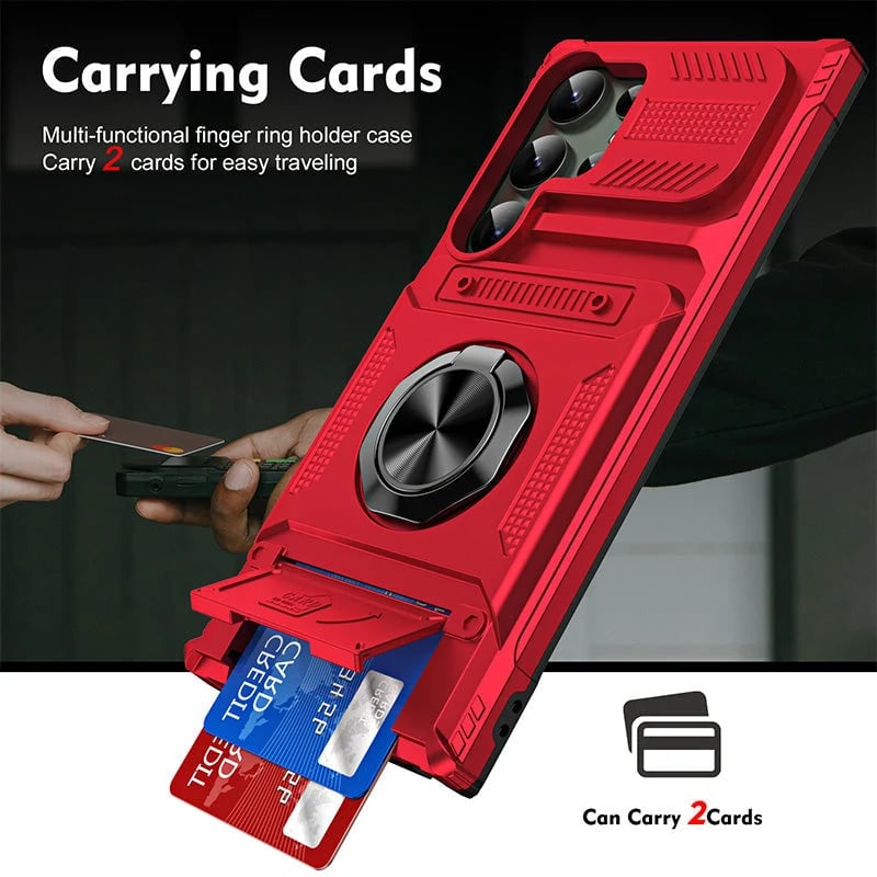Samsung Galaxy S25/S24/S23 Case with Card Holder & 360° Magnetic Ring Stand