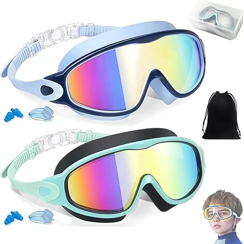 MARISUN Kids Swim Goggles 2-Pack | Ages 3-15 | Anti-Fog UV Protection | HD Clear Vision