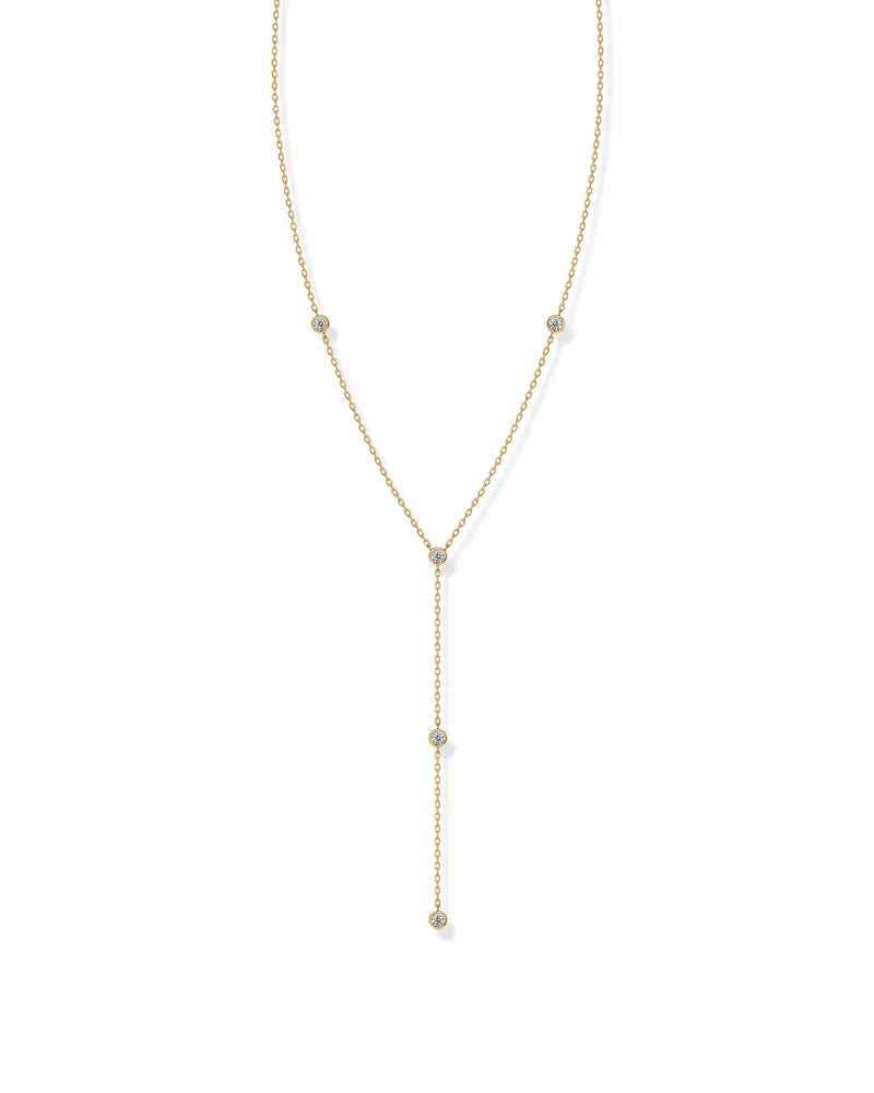 ✨14K Gold Plated Women's Lariat Cubic Zirconia Station Necklace for Women