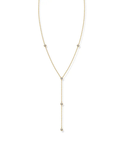 ✨14K Gold Plated Women's Lariat Cubic Zirconia Station Necklace for Women