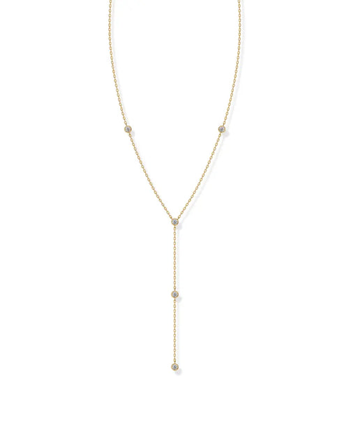 ✨14K Gold Plated Women's Lariat Cubic Zirconia Station Necklace for Women