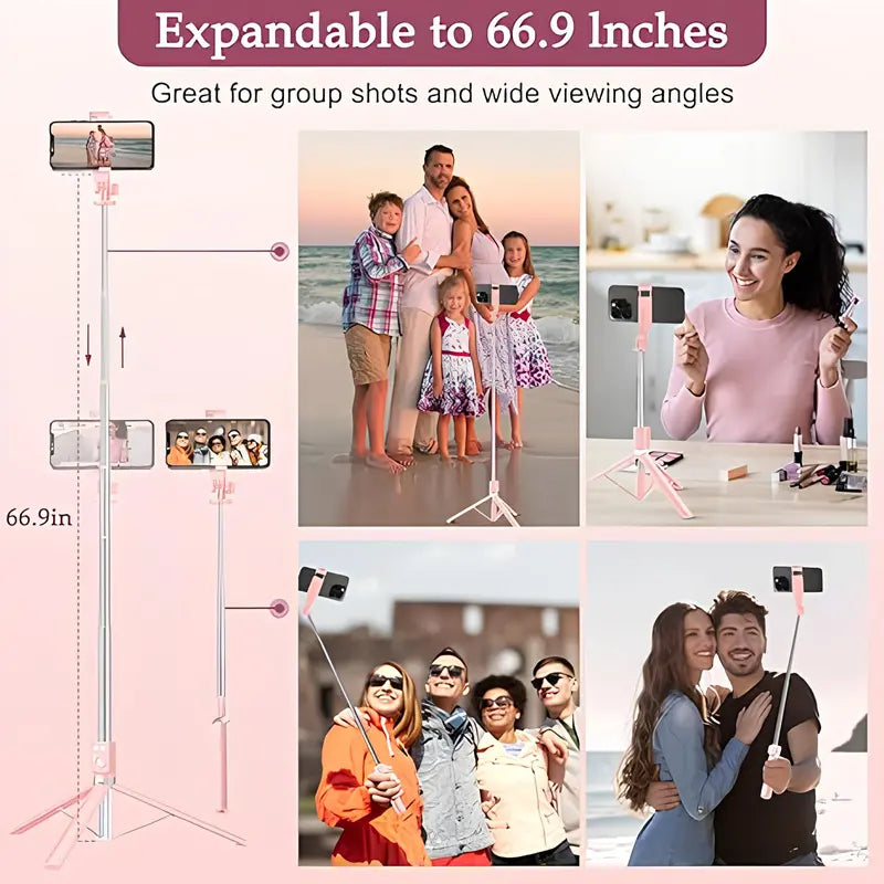 67-Inch Adjustable Portable Retractable Foldable Selfie Stick Tripod