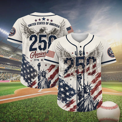 USA 250 Years Anniversary Baseball Jersey Shirt, Patriotic Liberty 1776-2026 4th of July Shirt 685168