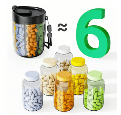 🔥Pill Dispenser Bottle with 6 Compartments | Never Miss a Dose Again! 💊⏰