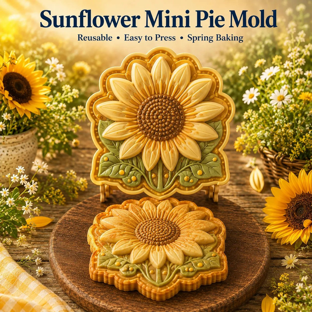⏳ Last Day 50% OFF – 🌸 8-Design Spring Garden Mini Pie Mold Collection | Reusable Embossed Molds for Shaping Detailed Bee, Butterfly, Ladybug, Sunflower, Cottage & More 🥧✨