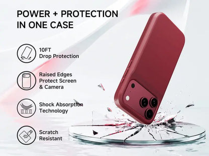 🔋 PinkBird Power Case for iPhone  – Slim Protective Battery Case & Dual Charging Power Bank Kit, Type-C Fast Charge, Lightweight Lightweight & Perfect Couple Gift