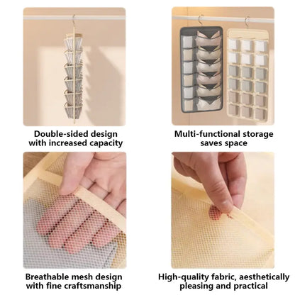 Bra and Underwear Closet Hanging Organizer with 12+18 Pockets
