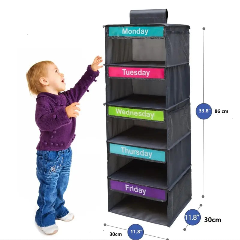 Hanging Clothes Storage Bag, Monday-to-Friday Closet Organizer