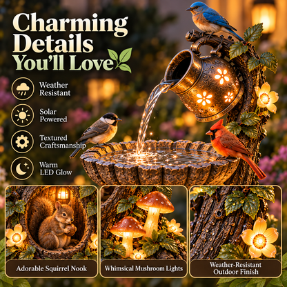 🚨Today Only: 49% OFF💥🐿️ Solar Birdbath Fountain Garden Decor – A Cozy Wildlife Haven for Your Yard