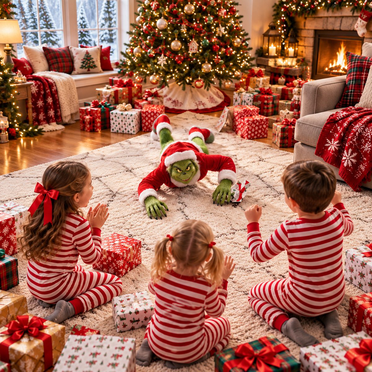 🎄 Crawling Christmas Monster – Animated Growling Holiday Prank Toy with Glowing Eyes