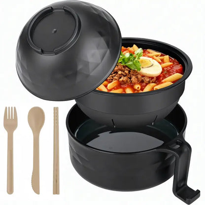 43oz (1300ml) Ergonomic Wheat Straw Microwavable Pig Ramen Cooker Bowl