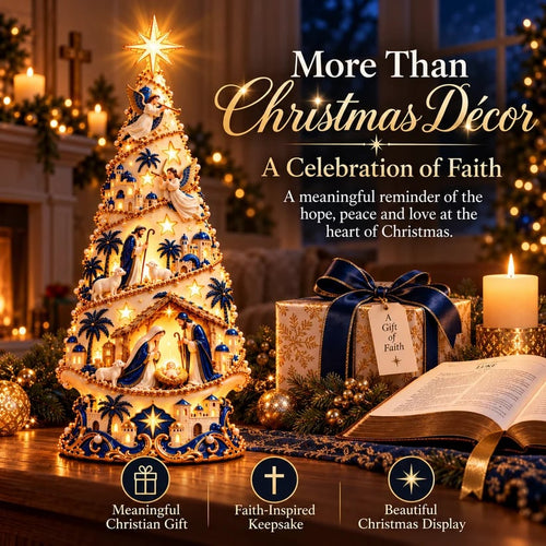 Bethlehem Nativity Light-Up Christmas Tree – Jesus Shadow Projection Holiday Decor
