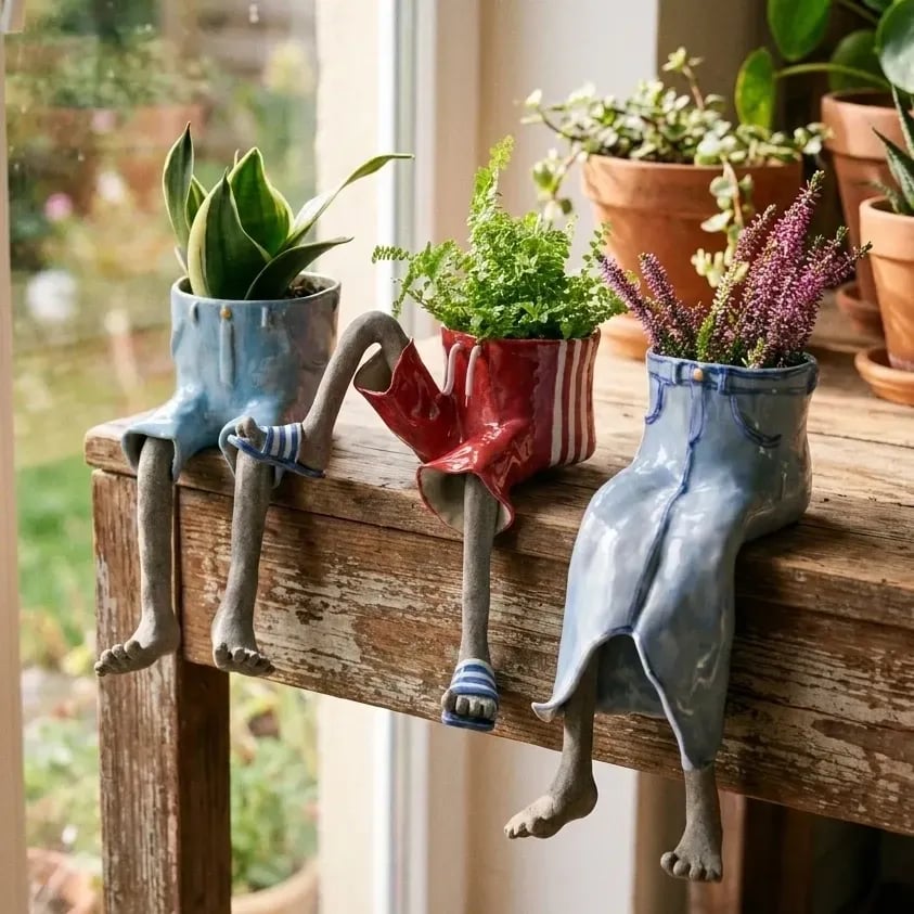 👖 The Hanging Legs Family Whimsical Hanging Legs Planter – Cute & Funny Home Decor