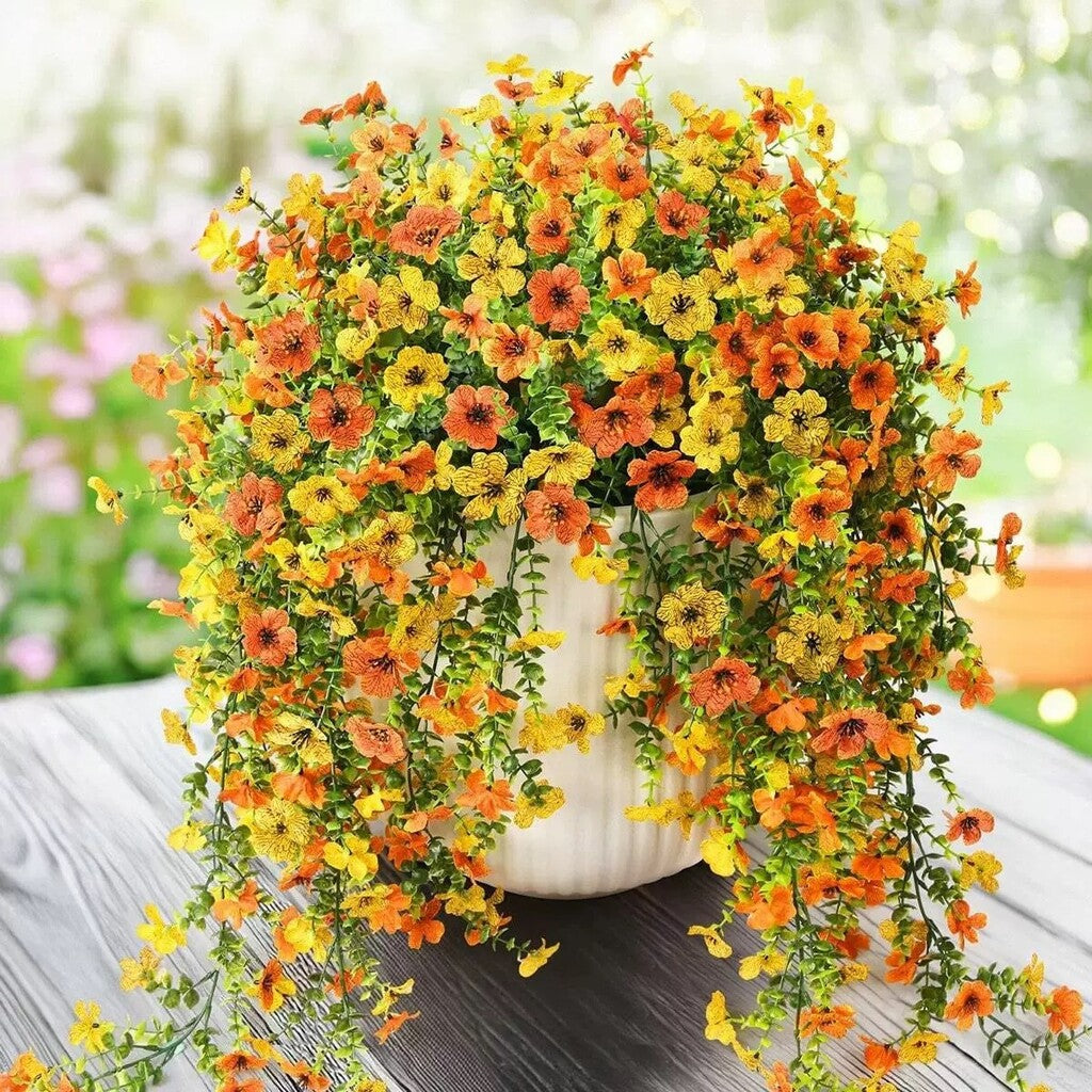 🌷 Outdoor Cascading Daisy & Eucalyptus Flowers – UV Resistant Faux Hanging Blooms✨