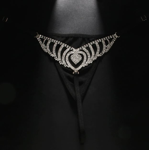 Women's Sexy Rhinestone Mesh Thong